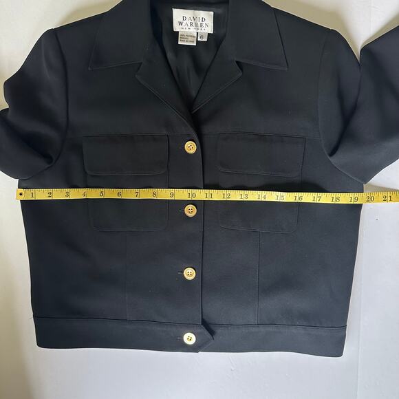 David Warren Blazer Jacket Gold Button Collared V Black Women's 6 Career Office - Picture 10 of 11